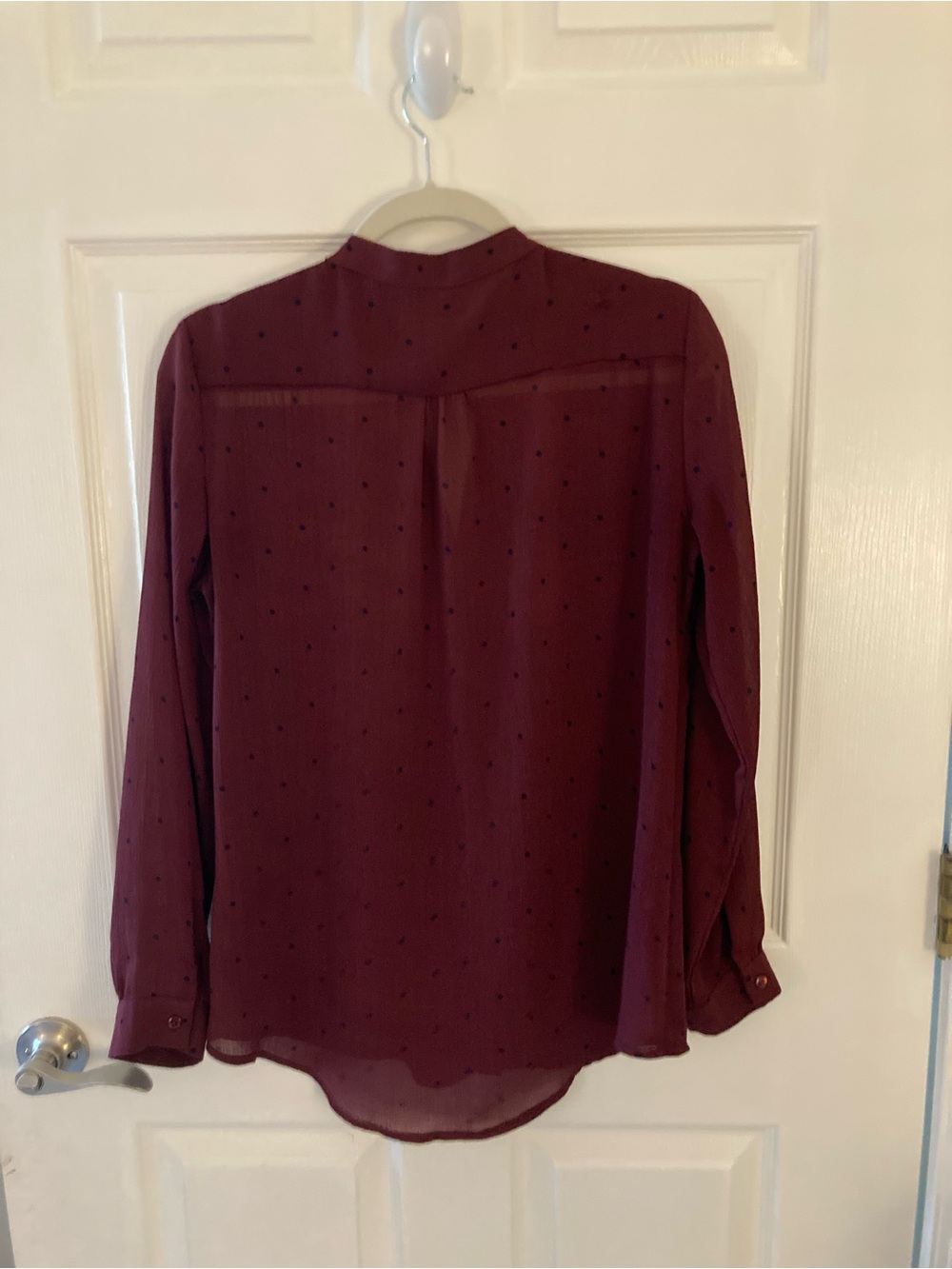 41 Hawthorn Burgundy Sheer Dot-Print Blouse